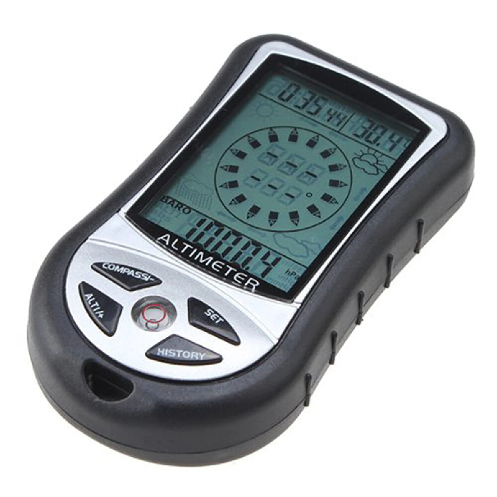 

Multifunction Digital 8 in 1 LCD Altimeter Barometer Thermo Temperature Calendar Clock Weather Forecast Compass Altimeter
