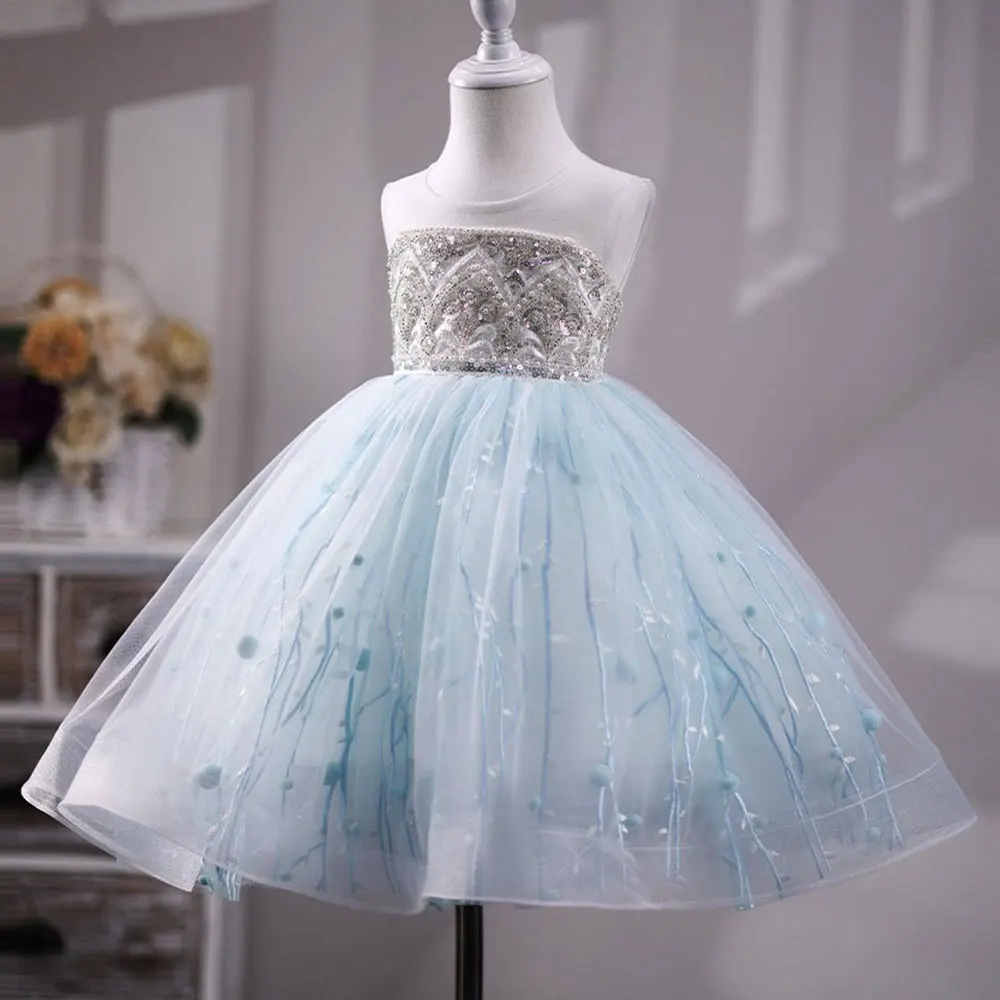 Jill Wish elegante vestito da neonata blu cielo perline perle Dubai principessa bambini matrimonio festa di compleanno abito da sera comunione J227