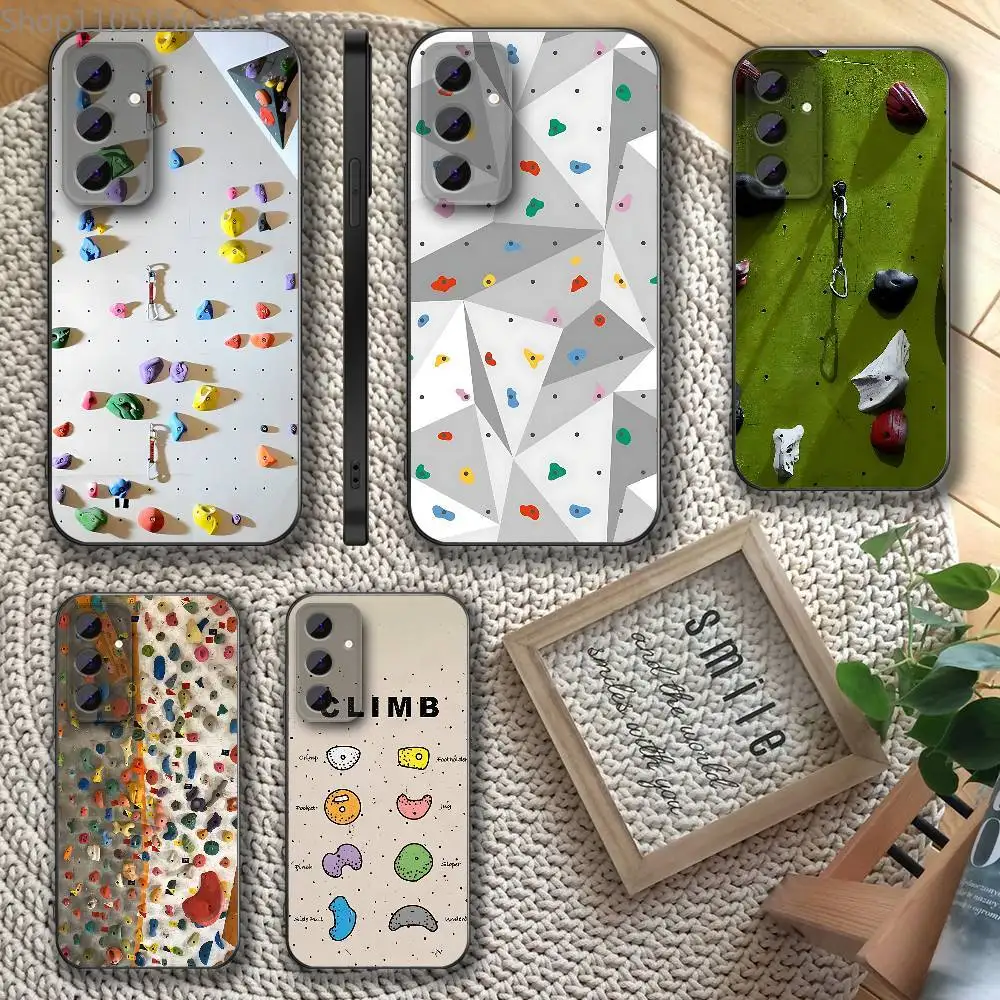 

Rock Climbing Wall Phone Case For Samsung S 25,24,23,22,30,21,20,10,9,Ultra,Plus,Lite,FE,5G Black Full-coverage Soft