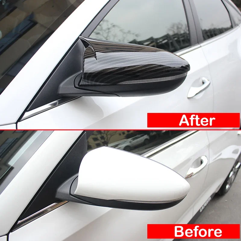 For Hyundai LAFESTA I20 I20N BAYON 2020-2023 Car Rearview Side Mirror Cover Sticker Wing Cap Exterior Door Case Trim Carbon Auto