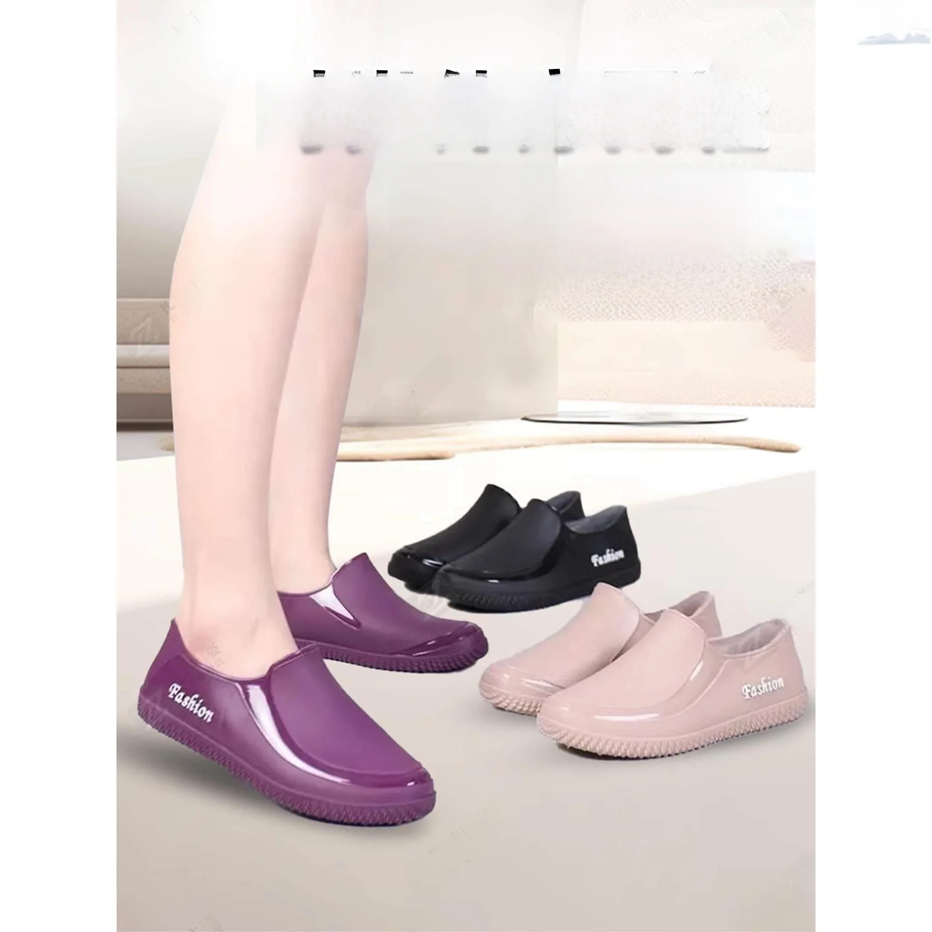 

Women's Rain Boots Anti-Slip Wear-Resistant Construction Site Labor Protection Short Tube Spring Autumn Season China Made