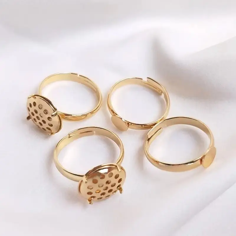 

14K plated gold Ring bracket semi-finished accessories Lotus flower shower head net tray bottom bracket handmade DIY