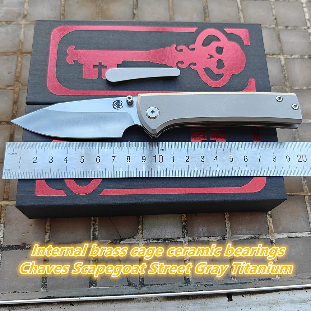 JUFULE New Chaves Scapegoat Street Ceramic Bearing Titanium Mark M390 Survival EDC Tool Camp Hunt Outdoor Tactical Folding Knife