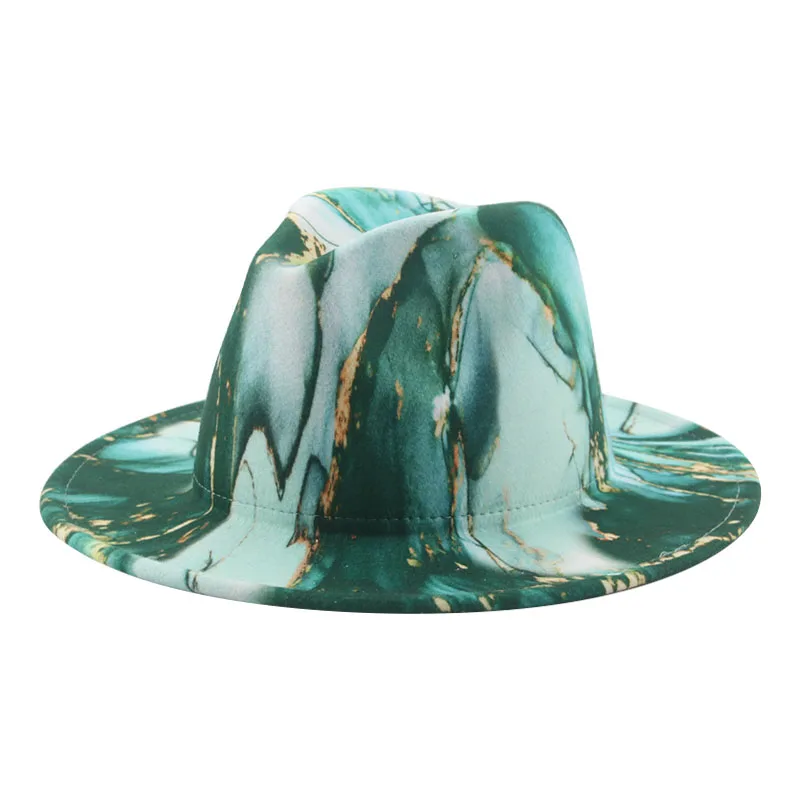 Hats for Women Fedoras Print Tie Dye Luxury Western Cowboy New Style Jazz Men Caps Women Felted Panamas Fedora Hat Chapeau Femme