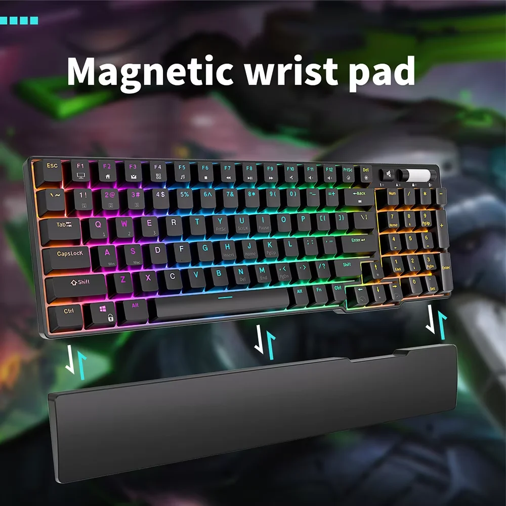 RK ROYAL KLUDGE RK96 RGB Tri-Mode BT5.0/2.4G/USB-C Hot-Swappable Mechanical Keyboard 96 Keys Bluetooth Wireless Gaming Keyboard