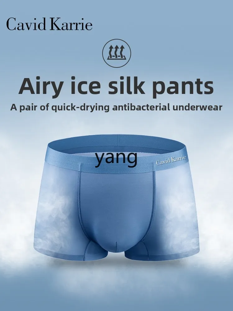 LMM men's ice silk seamless boxers antibacterial breathable boxers summer thin shorts head