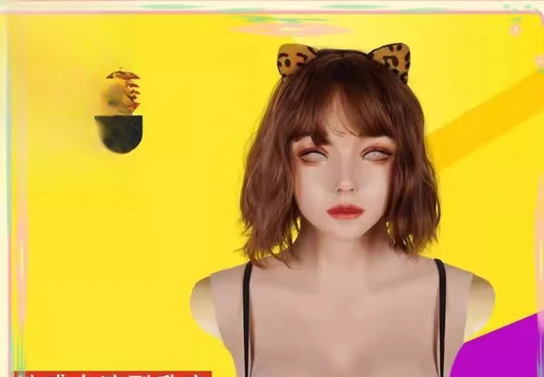 

Silicone breast-length beauty head cover mask makeup props CD cross-dressing pseudo-girl male to female thin model