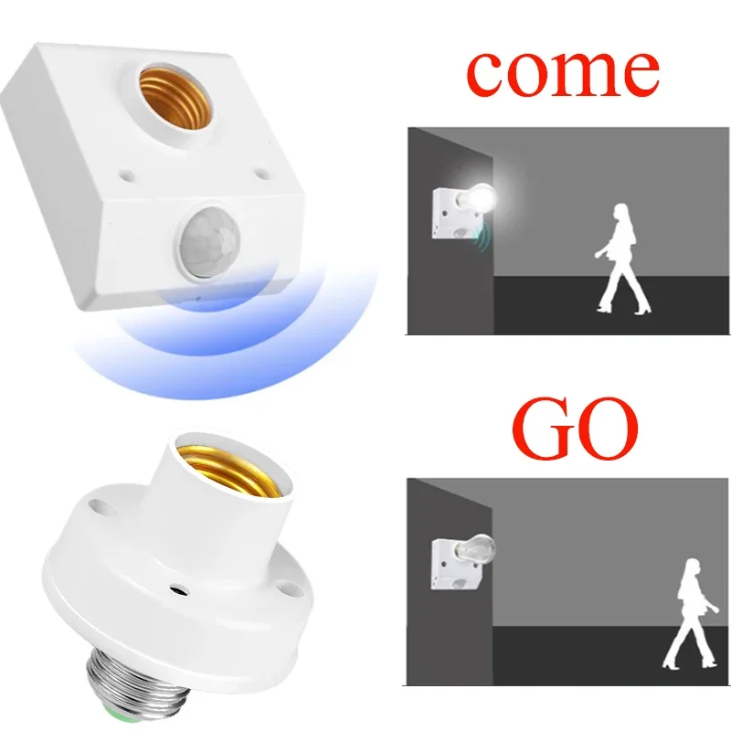 LED AC220V 110V 85-265V Automatic Human Body Infrared PIR Sensor Bulb Light E27 Base PIR Motion Detector Wall Lamp Holder Socket