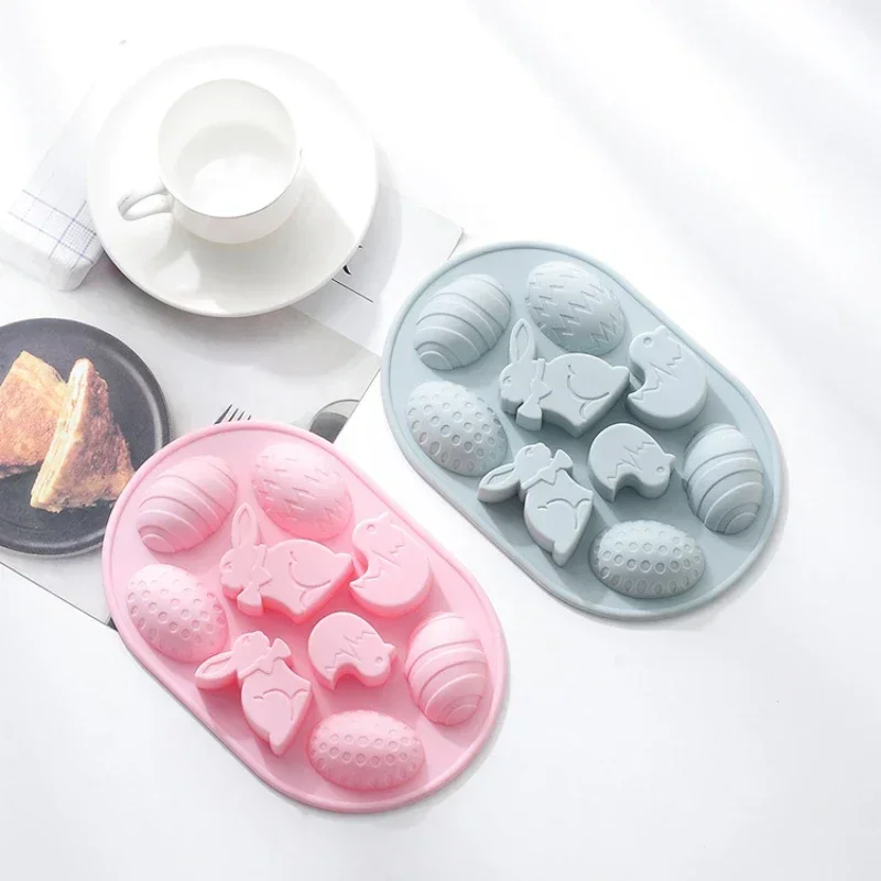 Cartoon Easter Bunny Baking Molds Kitchen Biscuit Cookie Cutter Pastry Plunger Easter Bunny Egg Silicone Mold For Candy Soap