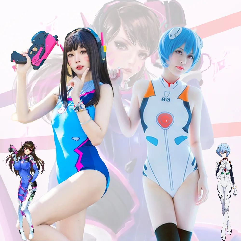 بدلة سباحة للهالوين Overwatch Deadpool Water Cosplay بدلة سباحة DVA بدلة سباحة Asuka Ayanami Rei