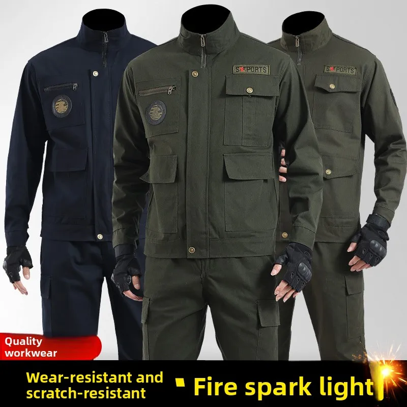 

Work Clothes Set Labor Insurance Clothes Auto Repair Welder Anti-scalding and Wear-resistant Construction Site Work Uniforms