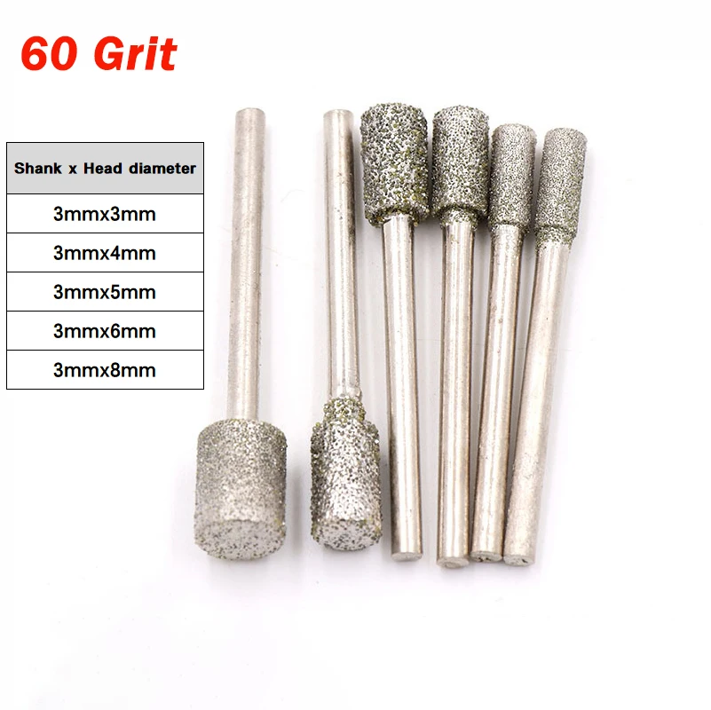

Алмазный цилиндрический бор с хвостовиком 3 мм, диаметр 3-8 мм, для гравировки и шлифовки камня и нефрита, для роторного инструмента Dremel