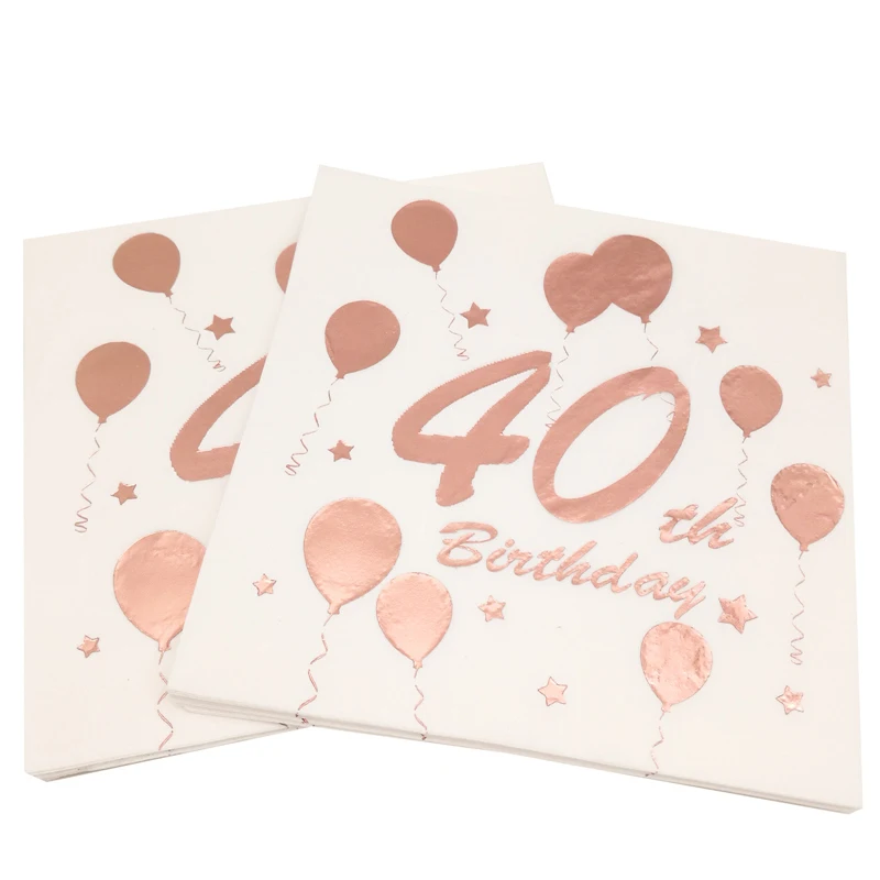 1 Beutel Roségold Happy Birthday 30. 40. 50. 60. Papier Einweg-Serviettengewebe Erwachsener Geburtstag Home Party Jubiläumsdekoration – Detail 3