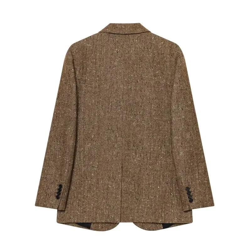 Winter 2025 Women's Design Mixed Fiber Herringbone Suit Jacket Long Sleeve Commute Style Fashionable Outerwear