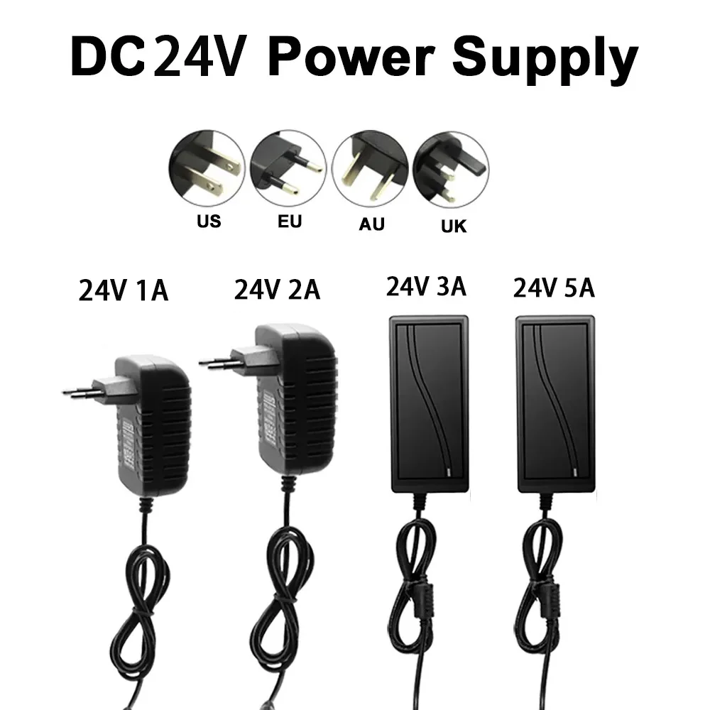 DC 12V 24V Adapter 100V-240V Lighting Transformer 5.5*2.1~2.5mm 1A 2A 3A 5A Power Supply Adapter Converter For LED Strips Light