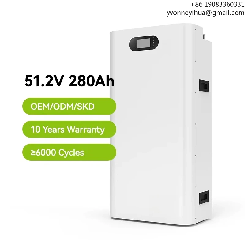 48V 51.2V 100Ah 280Ah Grade A LiFePo4 Lithium Ion Battery Power Wall 5KWh 15KWh Wall Mounted Home Solar Energy Storage Battery