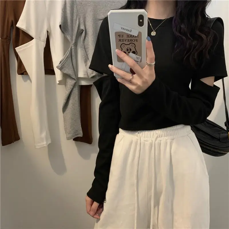 2025ผู้หญิงเสื้อยืดการออกแบบSense Nicheด้านในSlim-Fitแขนยาวผู้หญิงTเสื้อBottomingเสื้อ