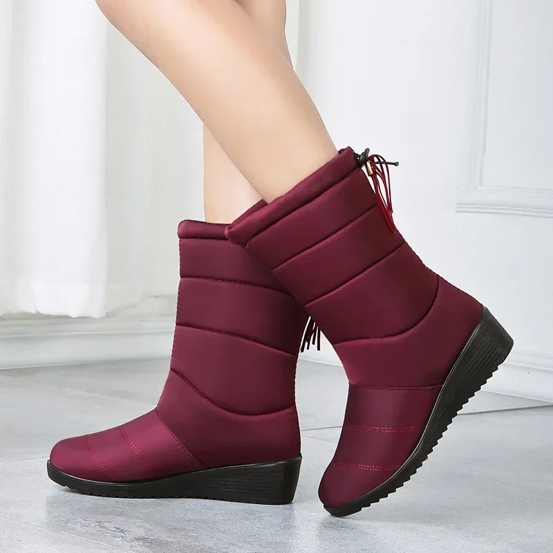 Winter Warm Plush Waterproof Snow Boots Women High Quality Zip Design Non-slip Ankle Boots Cozy Light Elegant Long Botas Mujer