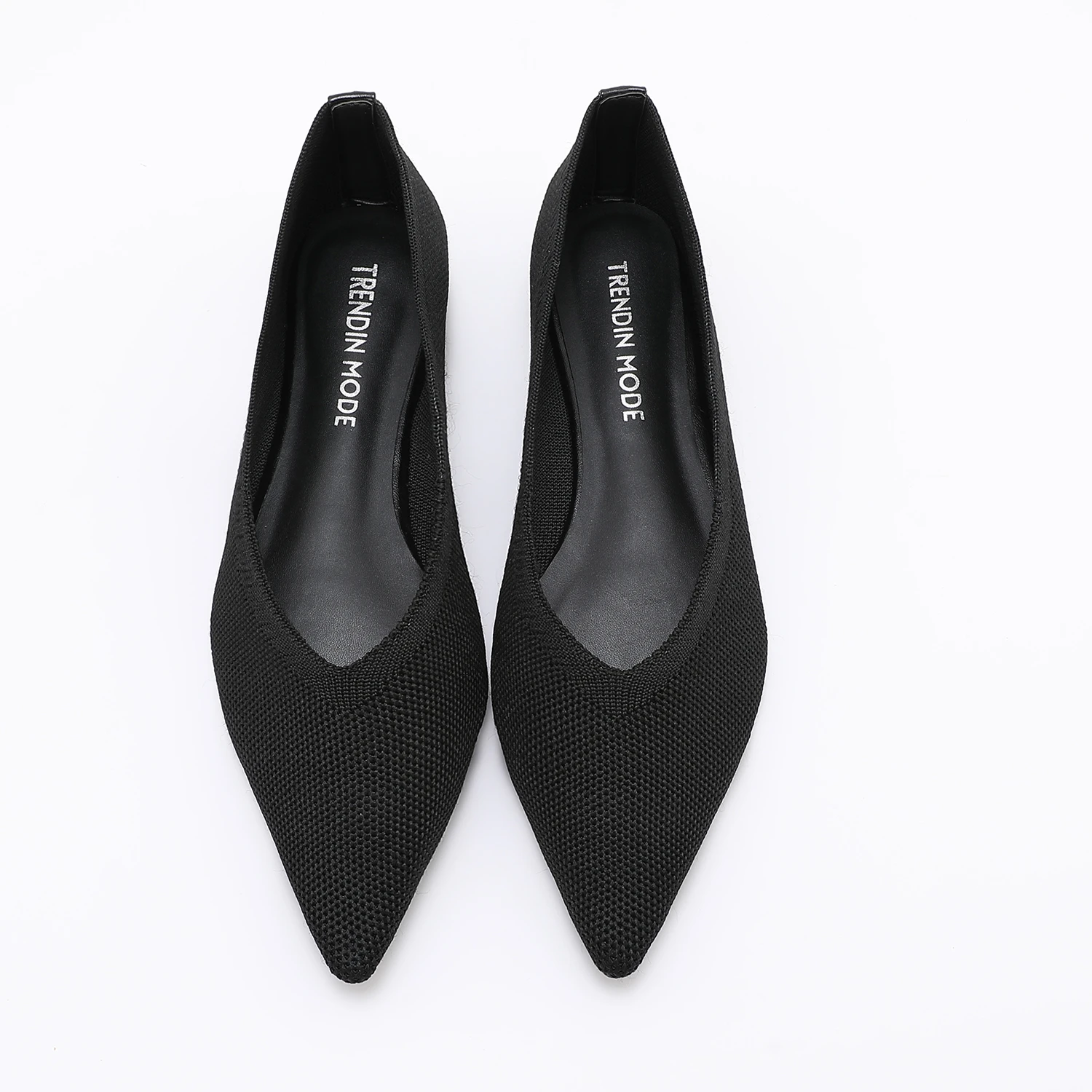 أحذية باليه نسائية محبوكة بمقدمة مدببة قابلة للتنفس سهلة الارتداء أحذية باليه مريحة على الموضة للسيدات #6