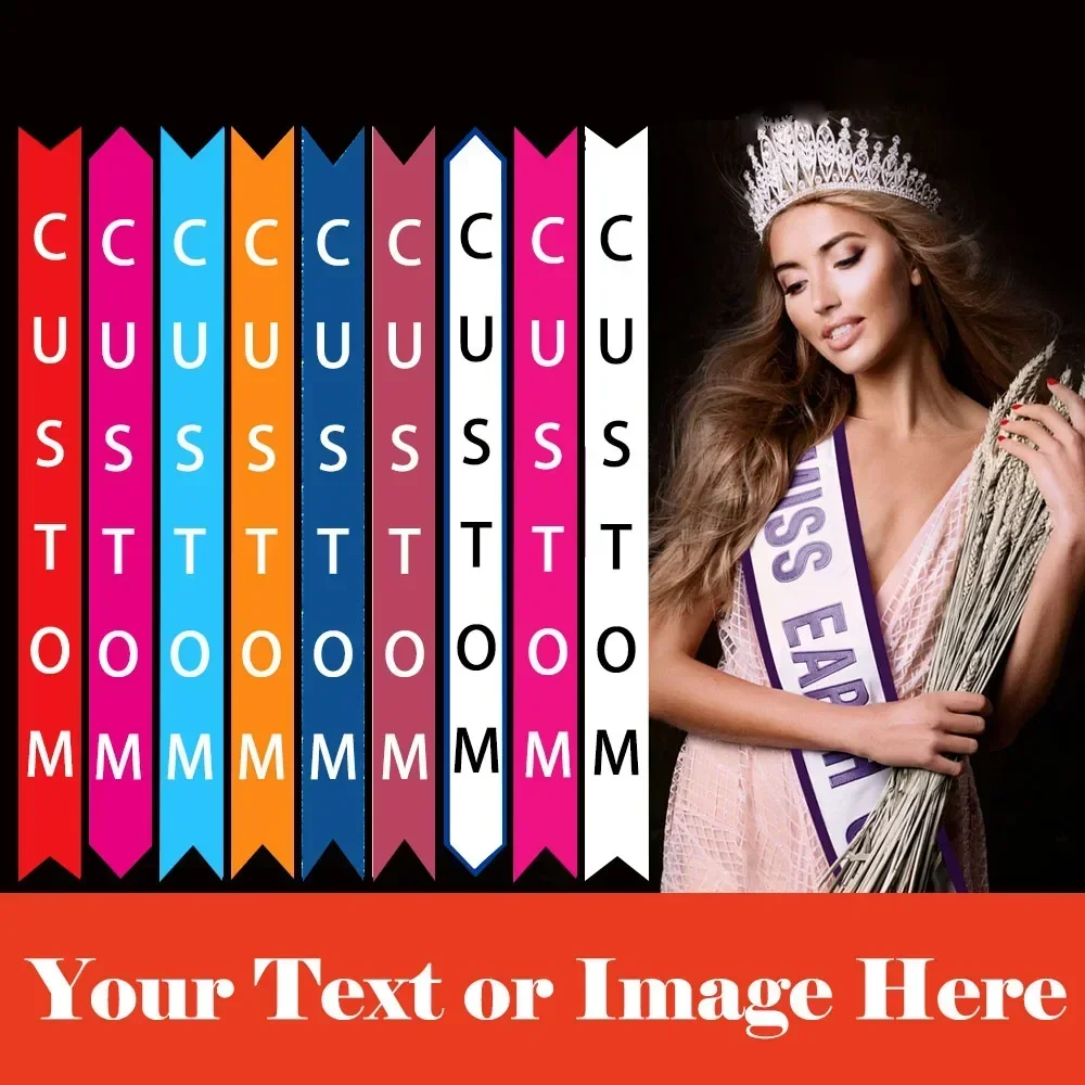 Custom Sash Personalized Sashes with Logo Photo Text Customized Satin Sash for Bridesmaid Pageants Birthday Graduation Party