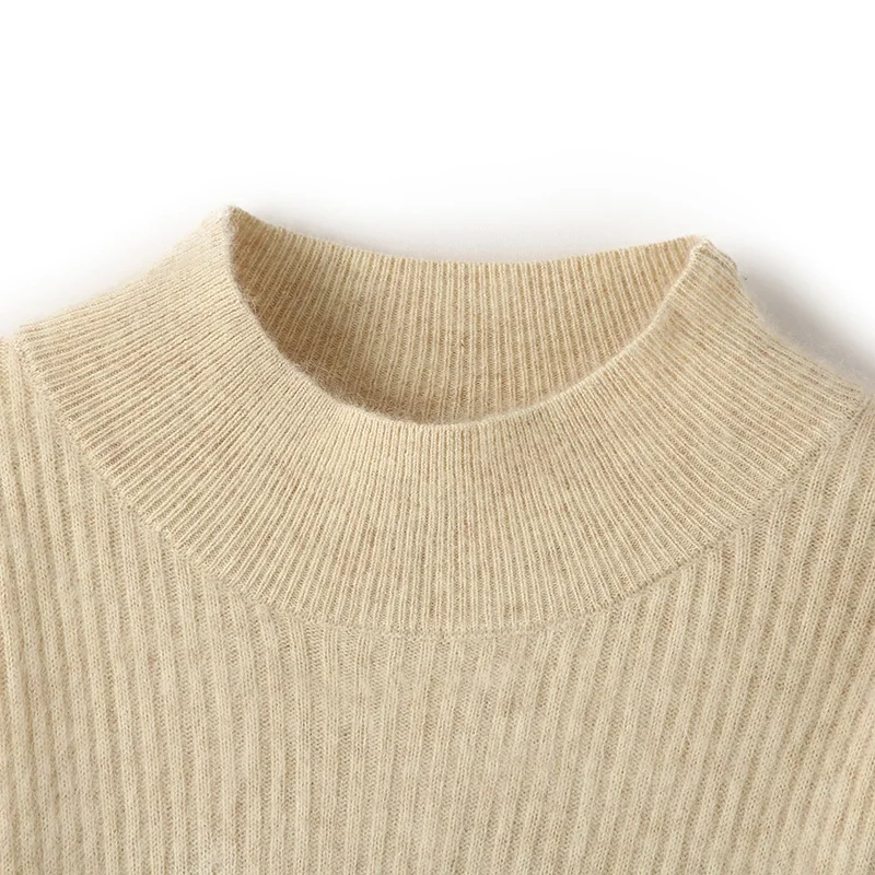 Autumn/Winter New Thick Sweater Women\'s Clothing 100% Mink Cashmere Tops Half High Neck Knitted Pullover Casual Loose Large Size