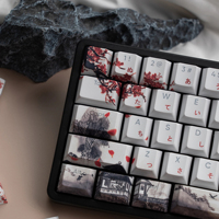 Plum Blossom Japanese RGB Backlit Keycaps 5 Sides Dye Sublimation PBT Keycaps Cherry Profile for MX Switches Gaming Keyboard