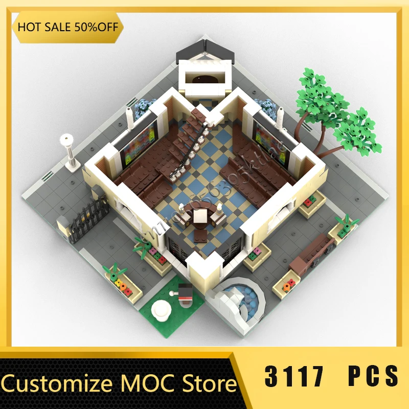 3117 PCS MOC 창의적인 도시 거리 풍경 모듈식 기념 교회 모델 건축 블록 어린이 브릭 장난감 생일 선물