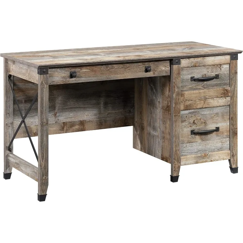 Carson-Bureau sur piédestal forge, L: 53.19 "x L: 22.64" x H: 29.80 ", finition blanche douce