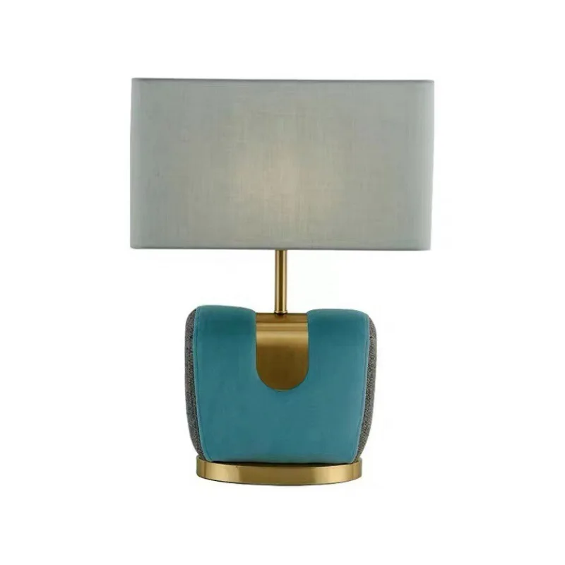Simple flannel leather modern creative American living room study bedroom art bedside lamp