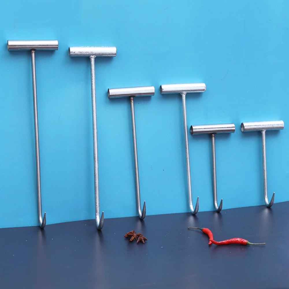 Heavy Duty T Shape Hook Meat Handling Tool Galvanized Steel Butcher Equipment For Commercial Slaughterhouse Beef Pork Gear