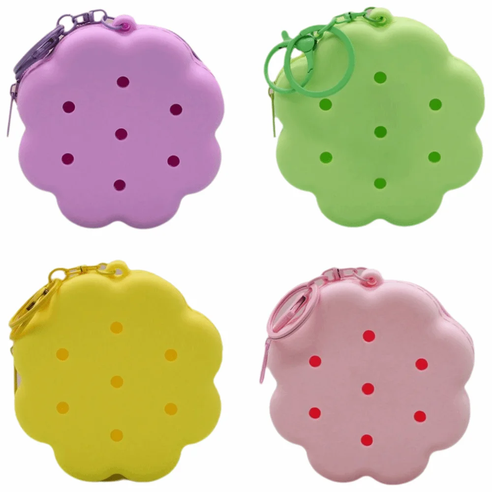 Mini Wallet Cloud Flower Silicone Wallet Zipper Closure Mini Size Card Holder Soft Silicone Cute Holes Money Bag Women Use