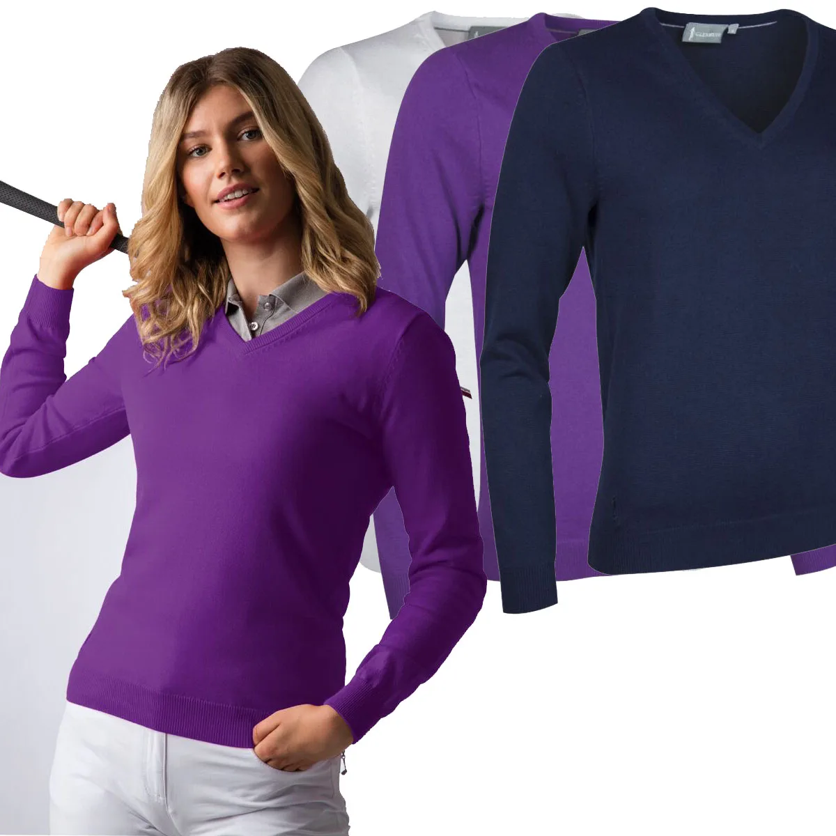 

V-Neck Brushed Cotton Thin Golf Sport Casual Sweater Women's plus Size Comfortable Breathable Soft Long Sleeve Top