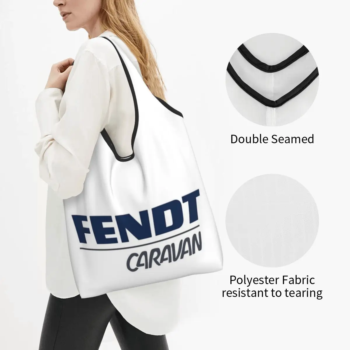 Fendt Caravan Portable Tote Shopping Bags Reusable Shopper Bag Grocery Handbag Shoulder Bag