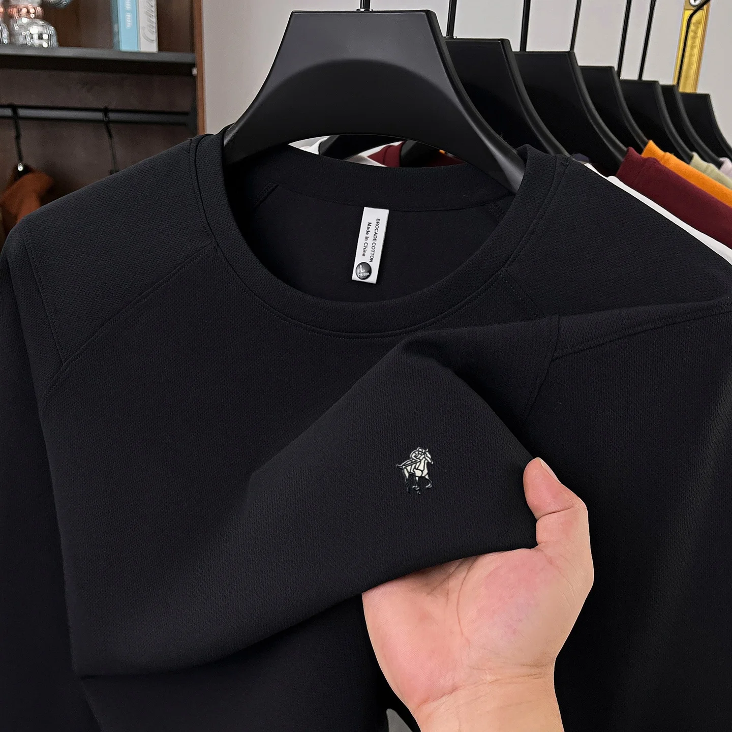 Luxury Brand pony embossed long sleeve T-shirt men's fashion designer new style autumn casual Paul round neck sports pullover