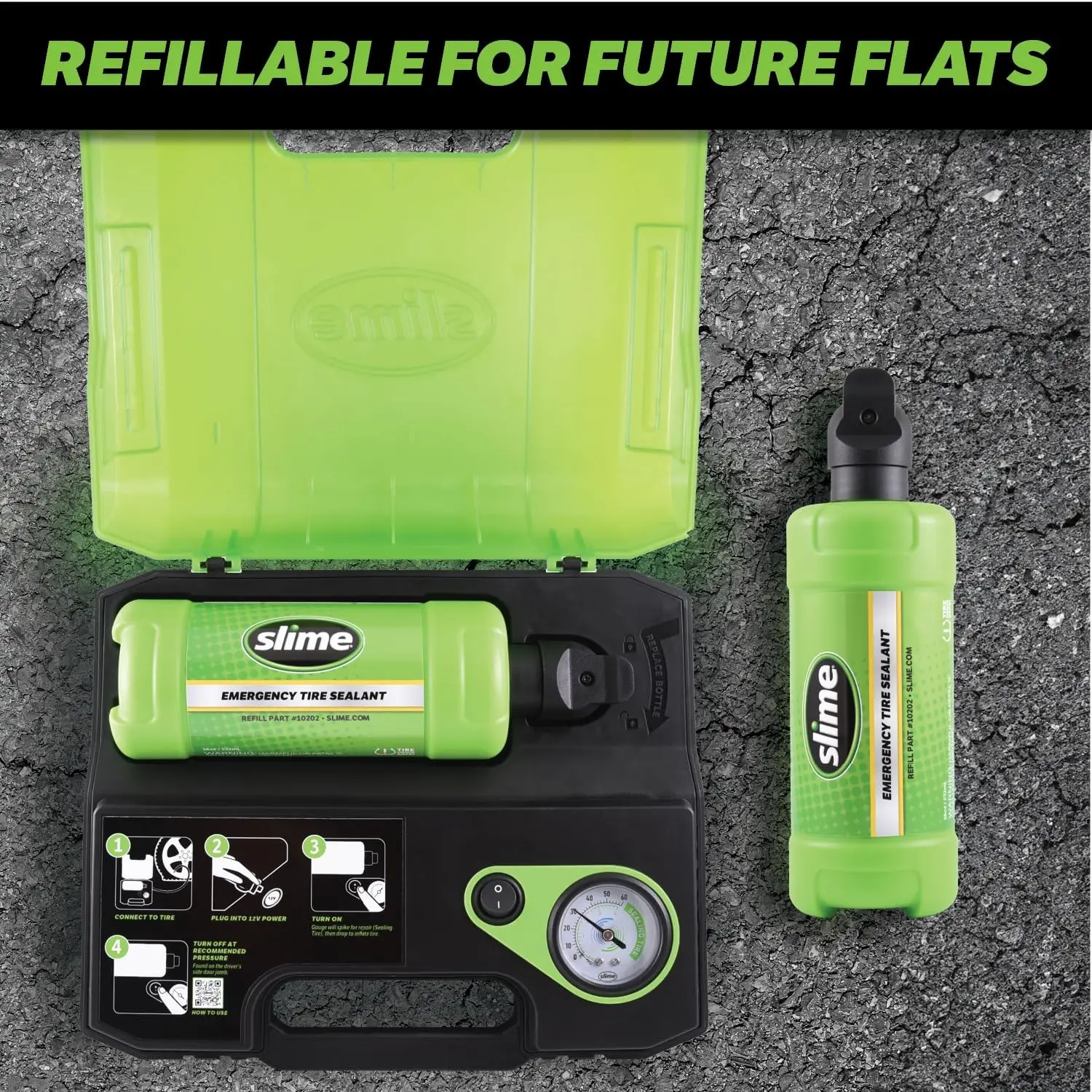 50159 평면 타이어 수리 키트, 스마트 스페어 울트라, 올인원 솔루션, 수리 및 공기 주입, 트럭/SUV, 15분 수리