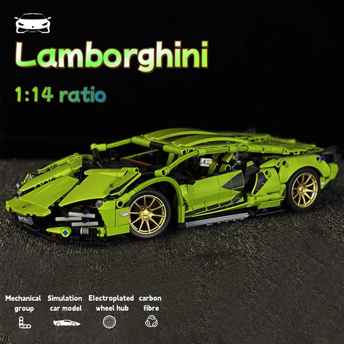 Moc  Mechanical group 1:14 Lamborghini SIAN1280pcs boy assembled building block sports car model toy gift