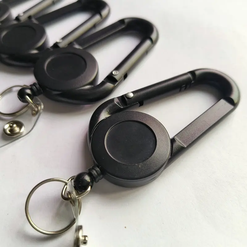 

Черный брелок для бейджей, катушки, выдвижной рюкзак, подвесной зажим, брелок для ключей, держатель для карт доступа к автобусу, катушка для бейджа