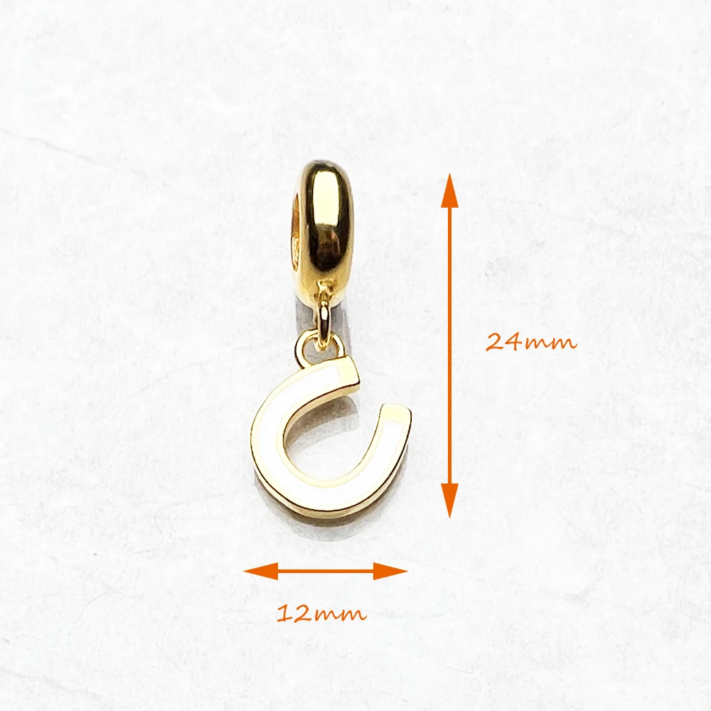 Lucky Horseshoe Golden Charms Europe Fine Jewelry Women Men Talisman Gift In 925 Sterling Silver