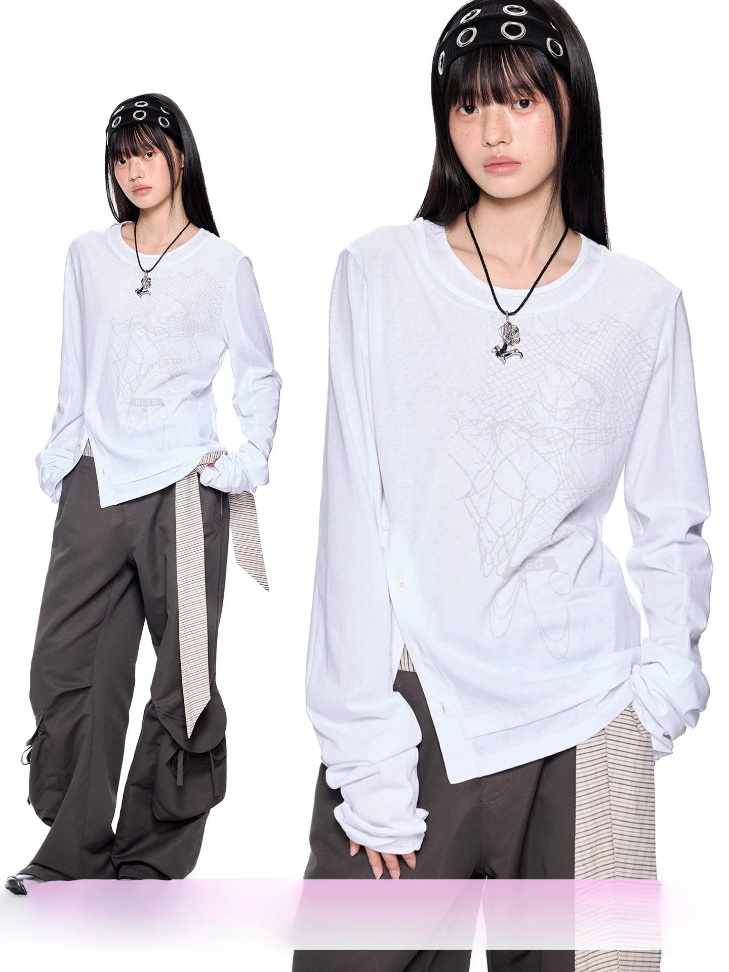 

EZEK Women's Slim Fit Long Sve T-irt Textured Layering Top American Casual Retro Sle Spring New Arrival