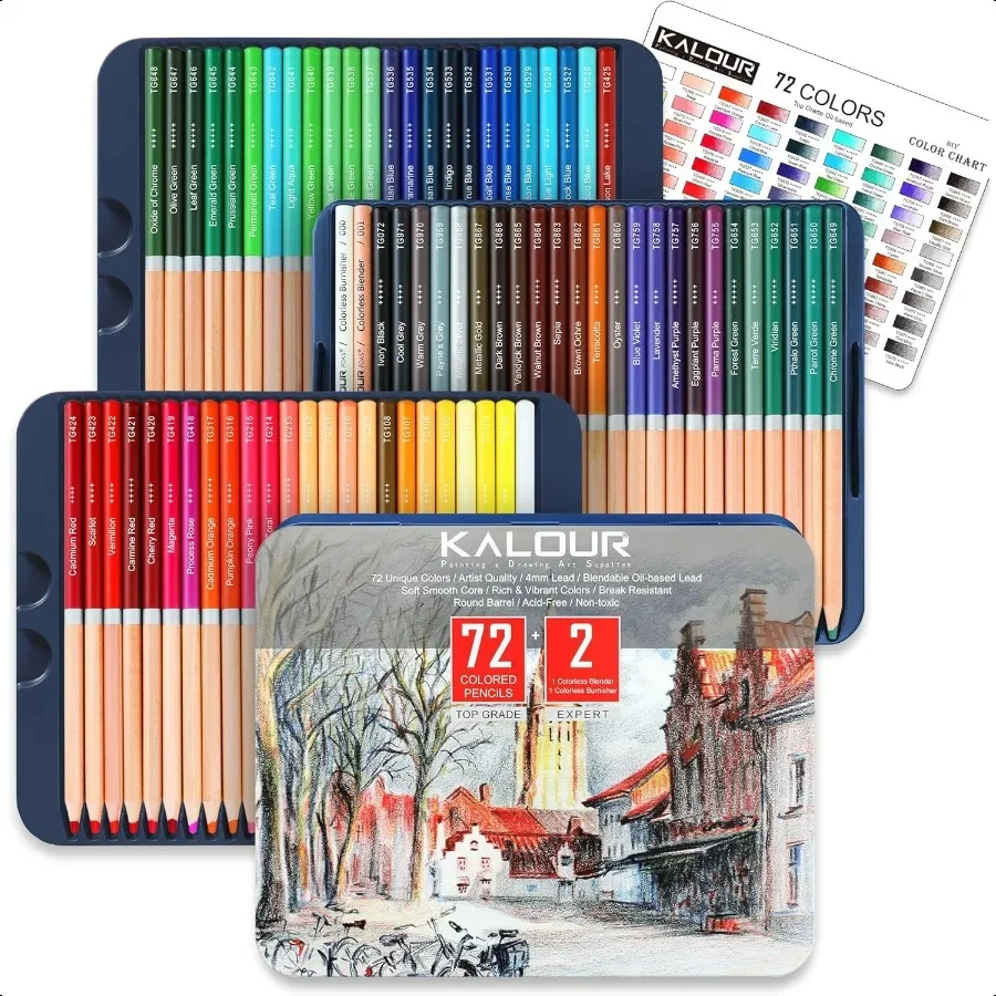 

72 Profional Colored Pencil for ColoringOilBased Soft CoreIdeal for Artists and Beginners
