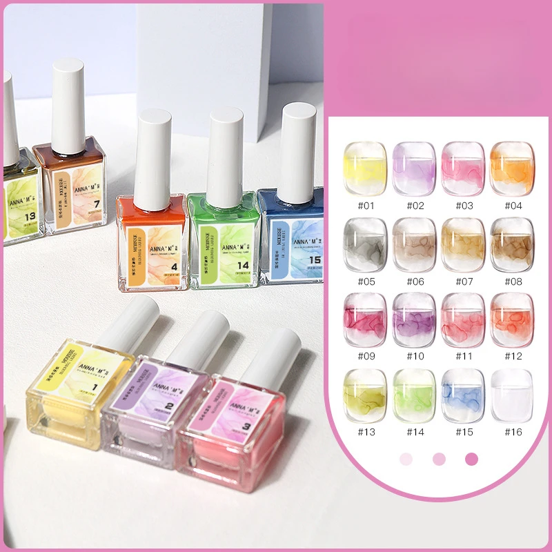 16color Gradient Nail Polish Easy To Use Permanent Pink Yellow Smudged Manicure Tools Extension Nail Gel Nail Accessories