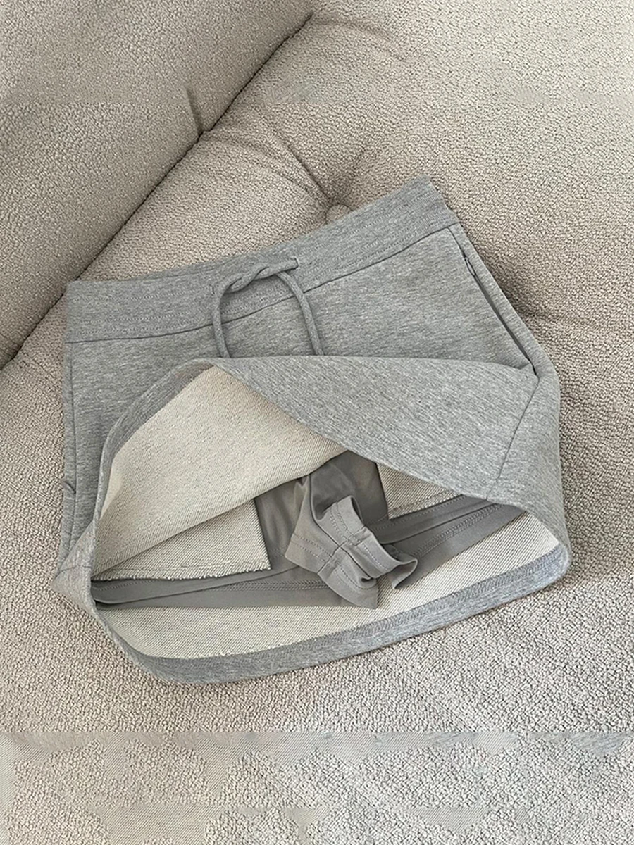 

Casual Grey A-Line Skirt Women's Sporty Slim Fit High Waist Cotton Blend Comfortable Breathable Spring Summer Skirt