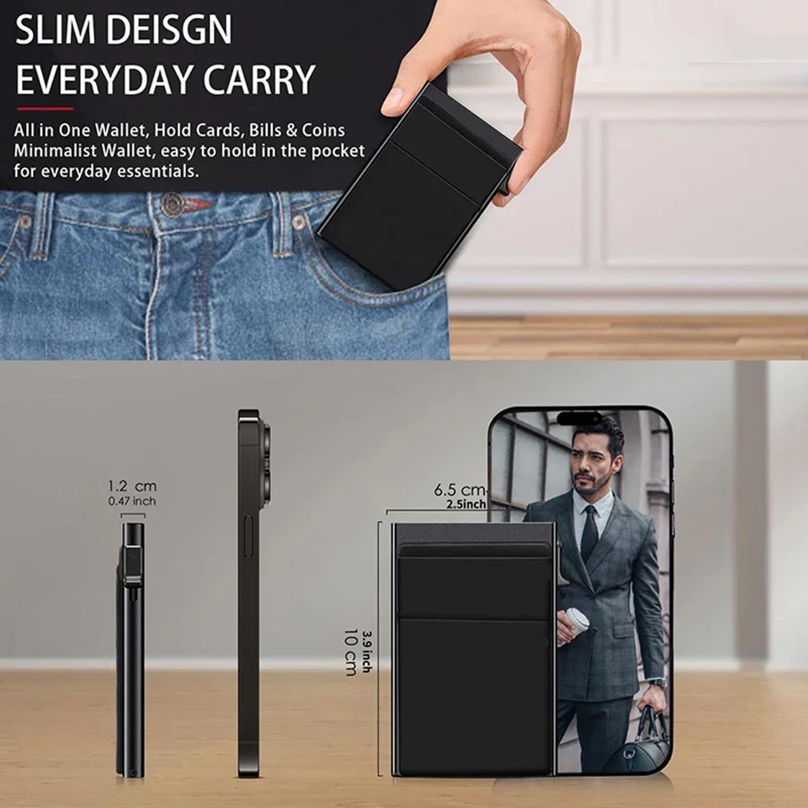 Porta carte di credito Rfid personalizzato Custodia in alluminio pop-up automatico Portafogli sottili e minimalisti Porta carte Portafoglio da uomo Towelie