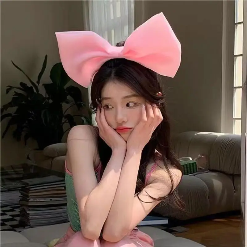 여성용 핑크 블루 블랙 오버사이즈 활 머리띠, 활 머리띠, 매듭 와이드 머리띠, 블랙 활 머리띠, 1 개