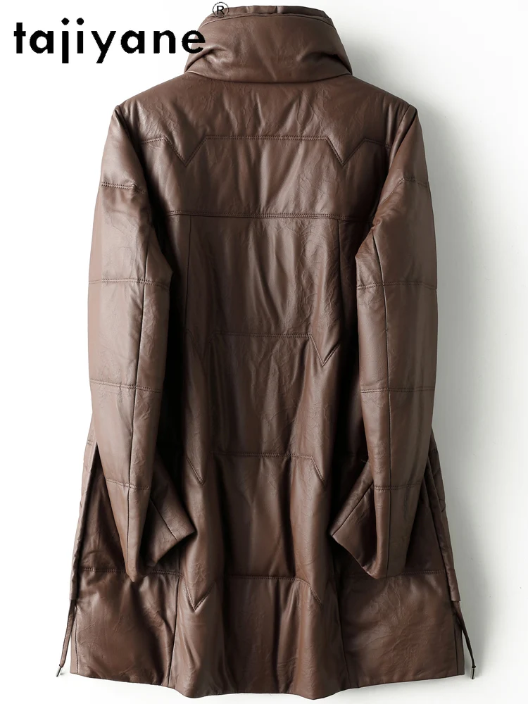 Tajiyane branco ganso para baixo jaqueta de couro real feminino 100% pele carneiro gola para baixo casacos roupas de inverno 2025 дубл onderка