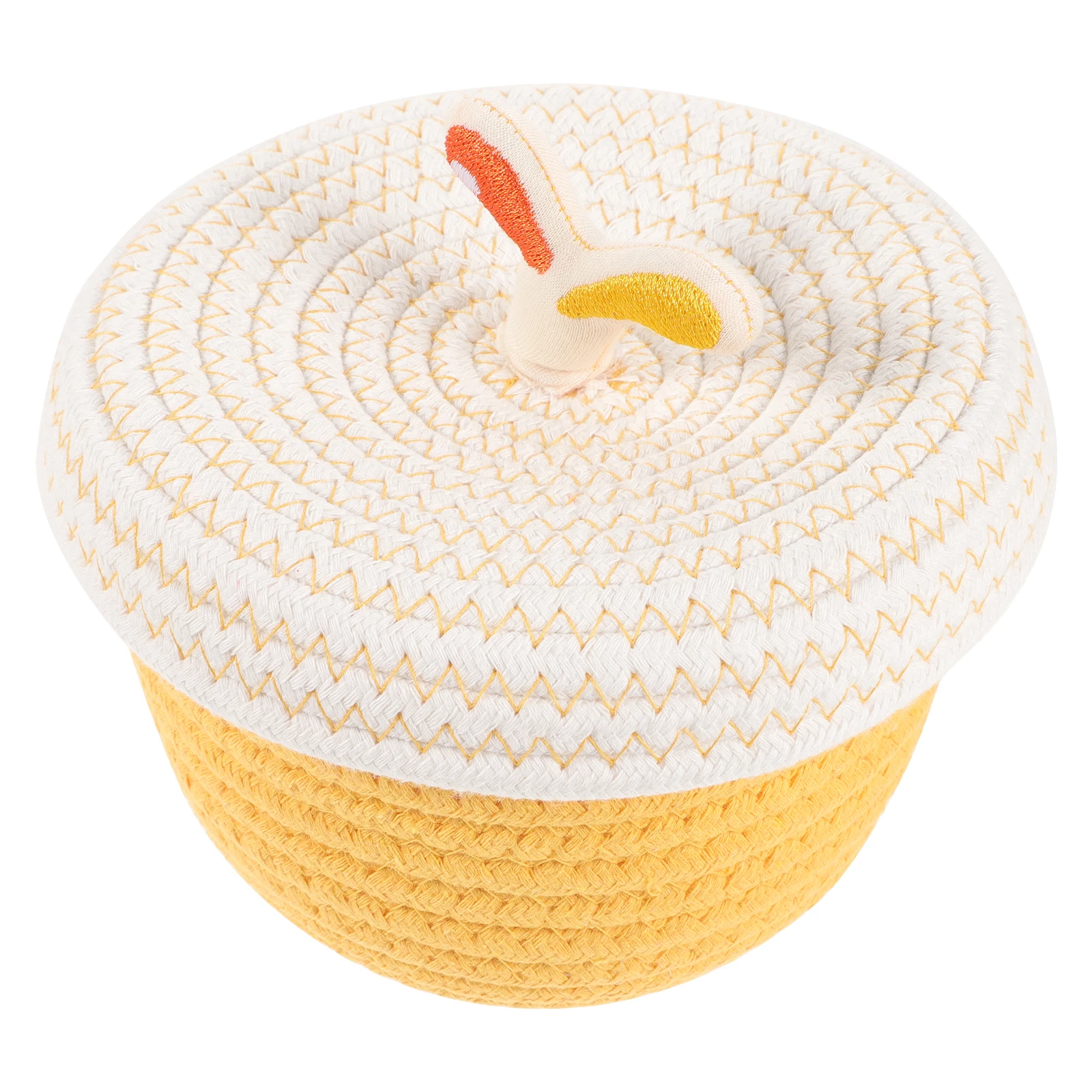 

Cotton Rope Storage Basket with Lid Woven Bin for Snacks Keys Nursery Fabric Baskets Decorative Boxes Bathroom Organizer Home