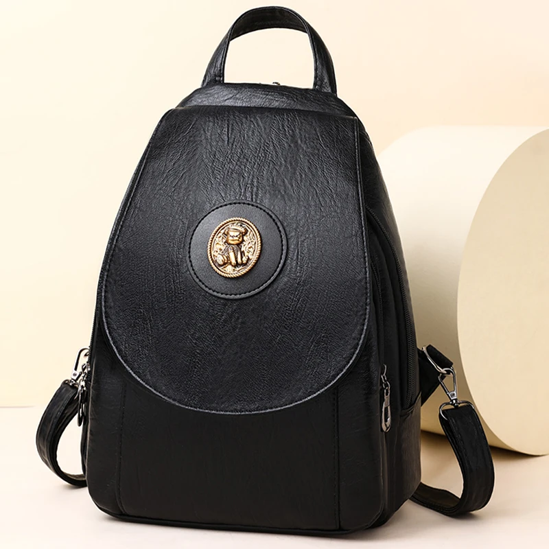 2024 High Quality Leather Large Capacity Backpack Luxury Famous Designer Brand Backpacks Fashion Travel Book Bag Sac A Dos