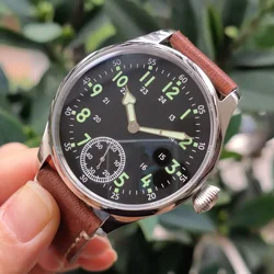 no logo 41mm 316L stainless steel case Black dial green number luminous Mechanical Hand Wind watch Sapphire or mineral glass