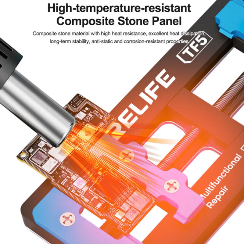 RELIFE TF5 تركيبات إصلاح عالمية للهاتف المحمول اللوحة الأم لوحة دارات مطبوعة وحدة المعالجة المركزية رقاقة مقاومة درجات الحرارة العالية 500 ° C إصلاح لقط