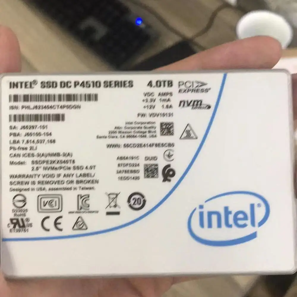 Imagem -02 - Estado Sólido para Intel Ssd 4tb Série P4510 dc Nvme U.2 Ssdpe2kx040t8 Vdv10131 Vdv10131 Unidade de